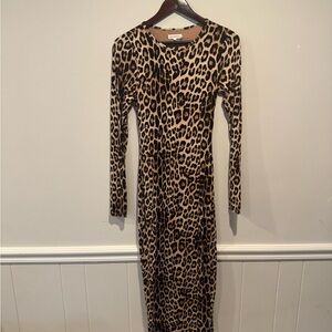 Good American Animal Print Long Sleeve Dress